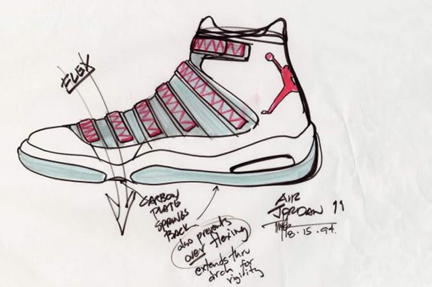 Air Jordan XI Original Sketches By Tinker Hatfield