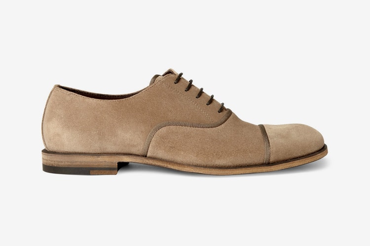 Bottega Veneta Taupe Suede & Grosgrain Oxford