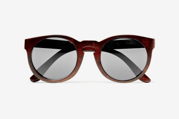 Illesteva Leonard Round Framed Wooden Sunglasses
