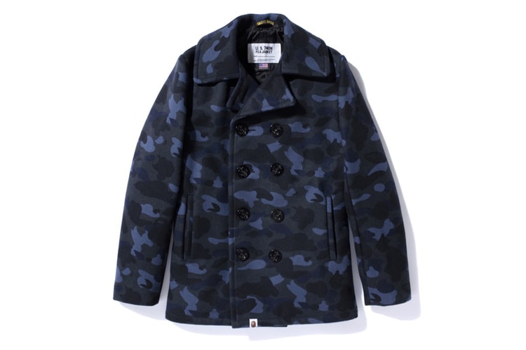 A Bathing Ape x Schott NYC 1ST CAMO PEA COAT