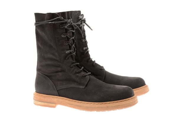 Ann Demeulemeester Black Washed Suede Biker Boots