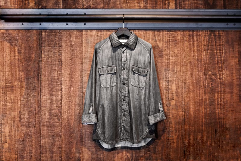 White Mountaineering for Lane Crawford Black Dyed Denim Shirt