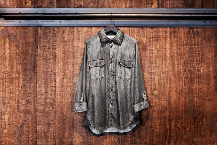 White Mountaineering for Lane Crawford Black Dyed Denim Shirt