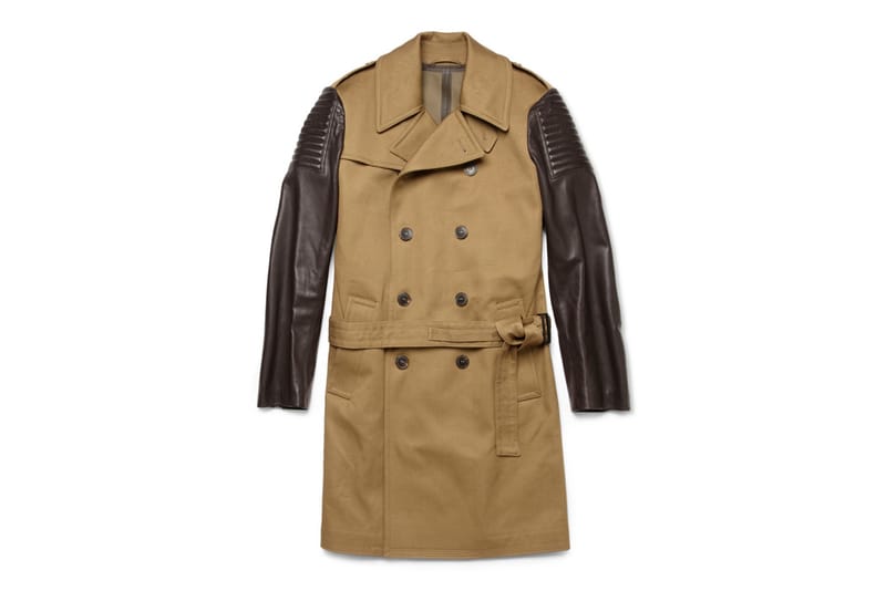 Simon Spurr Leather Sleeve Trench Coat