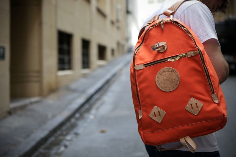 Yuketen Triangle Backpack Orange Waxed Cotton 