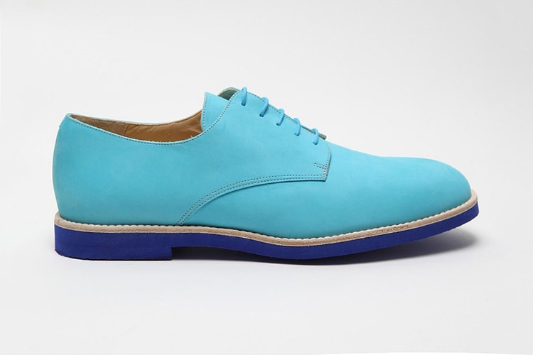 T&F Slack Shoemakers London Nubuck Turquesa Derby Shoe With Micro Sole
