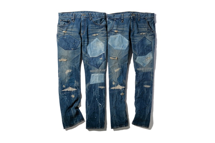 SOPHNET. X-146 Hard Damaged Paint Denim Pants
