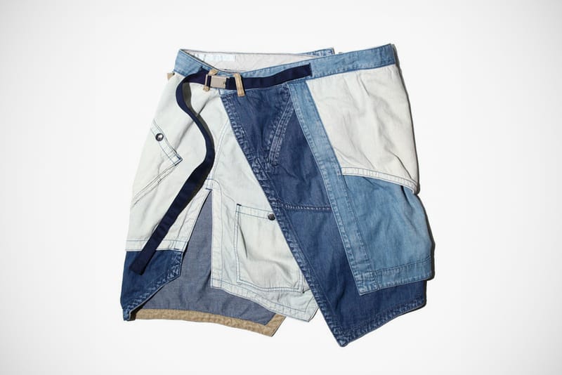 White Mountaineering Denim Apron Shorts