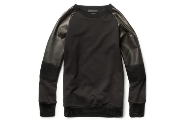 Alexander McQueen Degrade Leather Sleeved Cotton Sweatshirt 