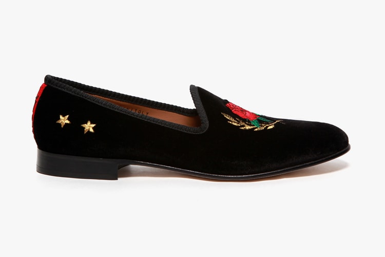 Theophilus London x Del Toro Rose Crest Black Velvet Slipper