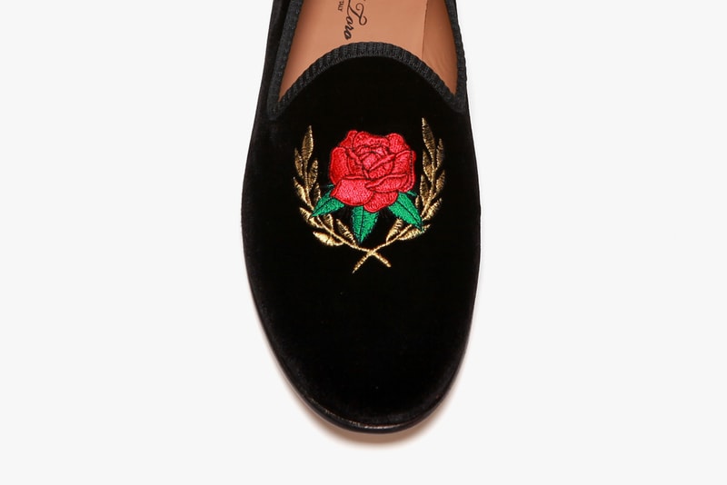 Theophilus London x Del Toro Rose Crest Black Velvet Slipper