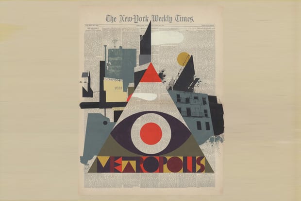 Evan Hecox "Dark Island" Painted Newspaper Prints