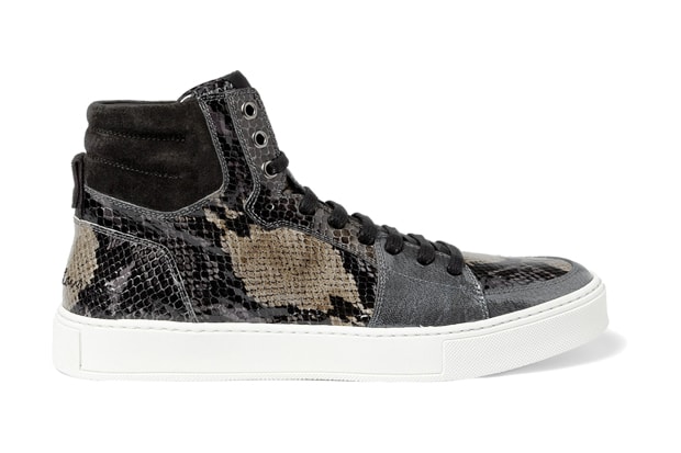 Yves Saint Laurent Snake Print Patent Leather High Top Sneakers