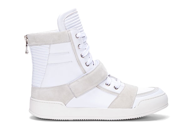 Balmain White Ribbed Tongue Sneakers