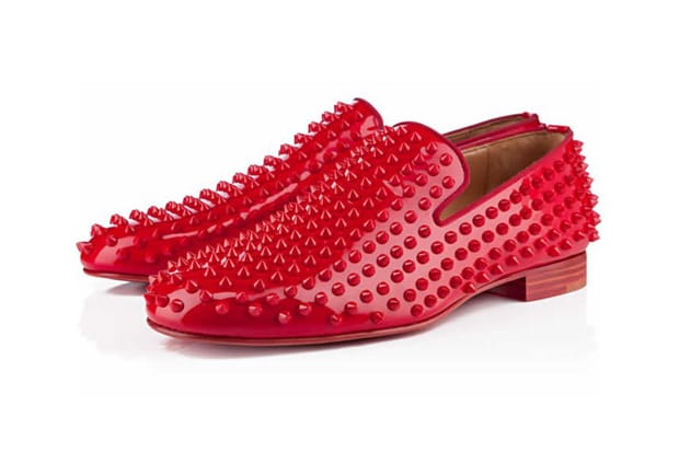 red pattern leather shoes