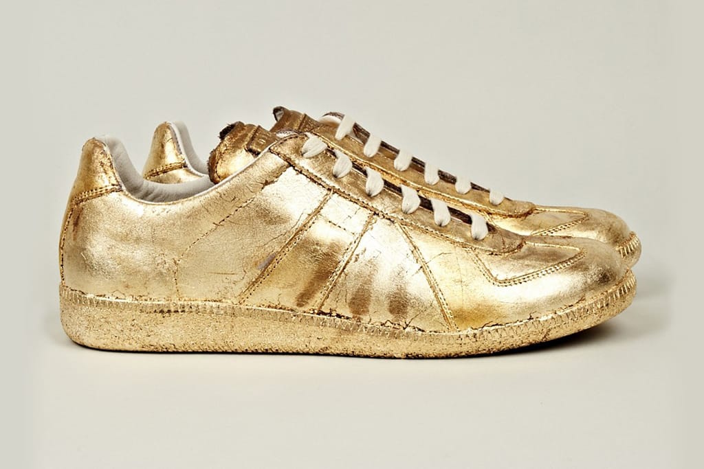 gold margiela sneakers