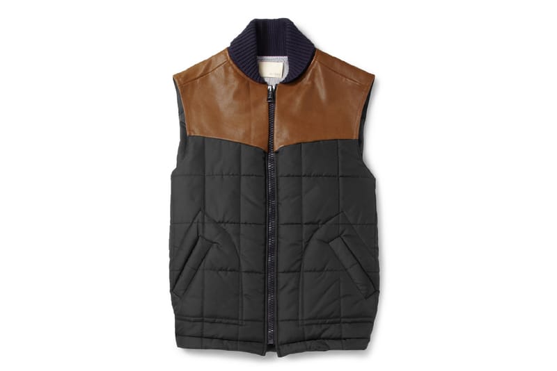 Band of Outsiders Leather Trimmed Quilted Vest