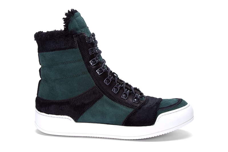 Balmain Suede and Calf-Hair High Top Sneakers