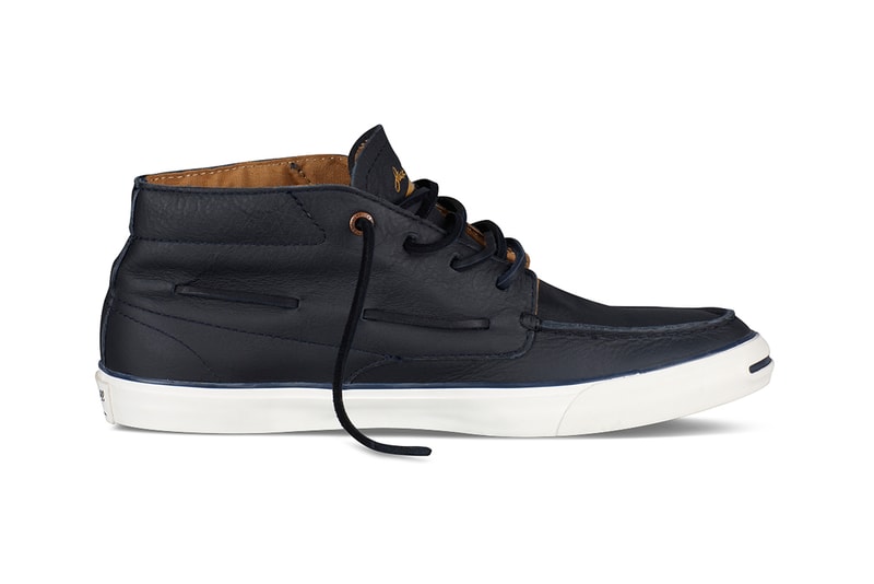 Converse Jack Purcell Mid-Top Navy Leather Boat Shoe