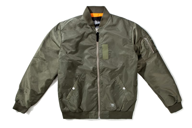 stussy green bomber jacket