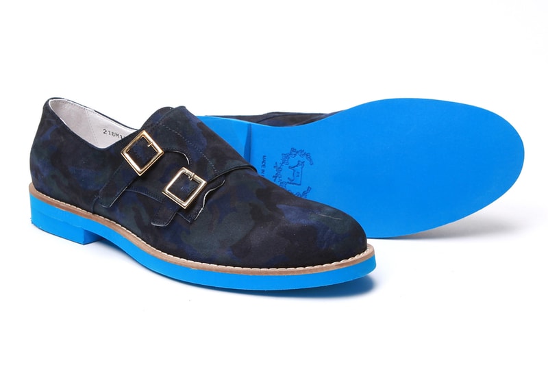 Del Toro Navy Camo Suede Double Monkstrap 
