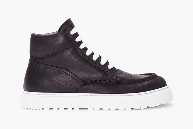 KRISVANASSCHE 2012 Fall/Winter Black Leather Boat Sneaker