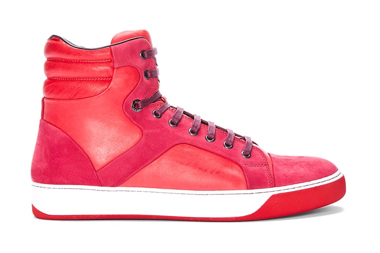 Lanvin Red Leather Puzzle Tennis Shoes