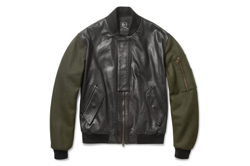 McQ by Alexander McQueen 2012 Fall/Winter Contrast-Sleeve Padded Leather Bomber Jacket