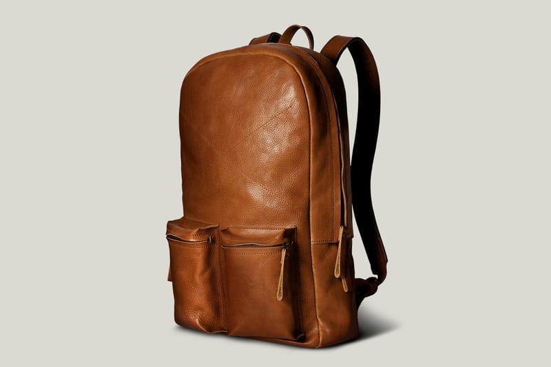 old school leather backpack