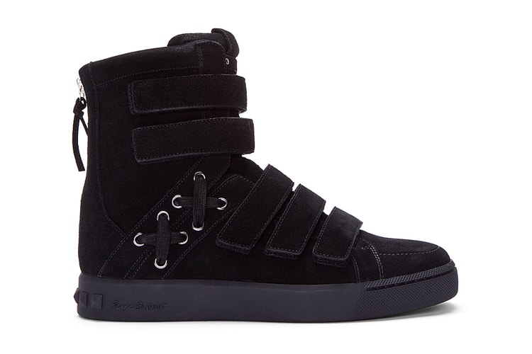 Pierre Balmain Black Strapped Hi-Top Sneakers