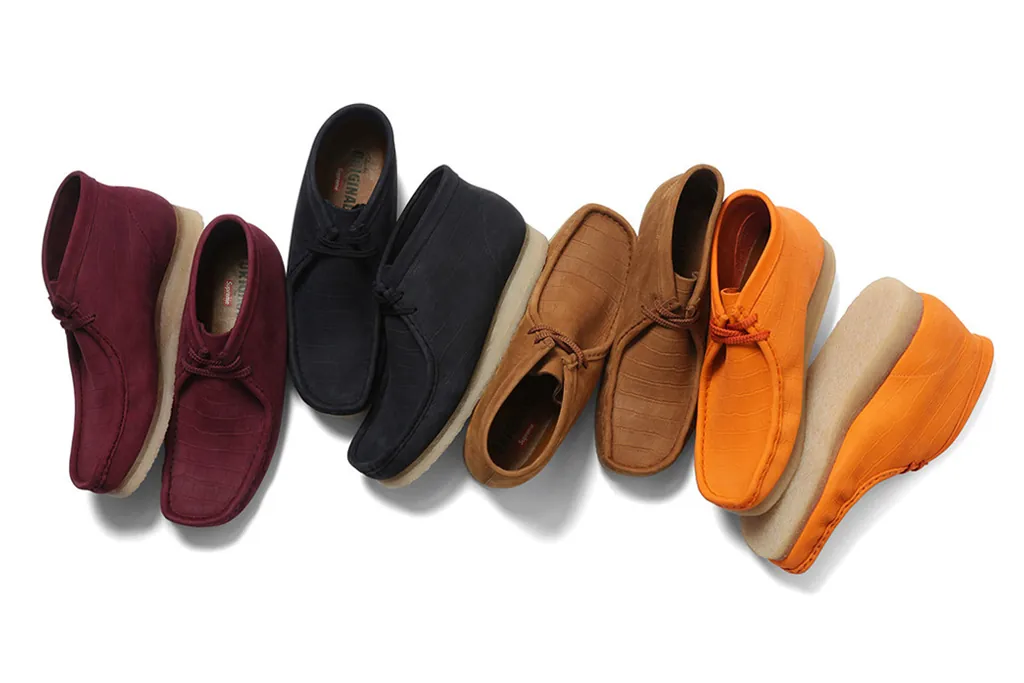 maroon clarks wallabees