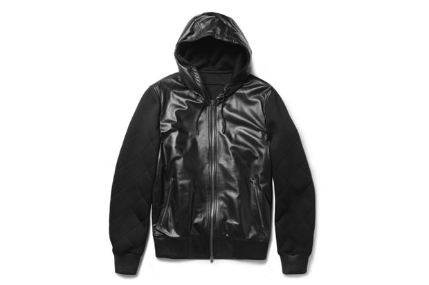 Givenchy Leather & Quilted Neoprene Hooded Jacket