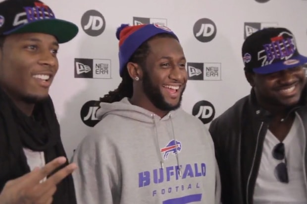 Marcell Dareus, Stevie Johnson and Kelvin Sheppard of the Buffalo Bills New Era Meet and Greet @ JD Sports London