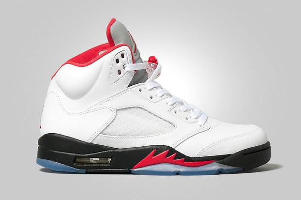 Air Jordan 5 Retro White/Fire Red-Black