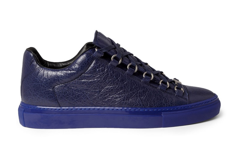 Balenciaga Arena Creased Navy Leather Sneakers