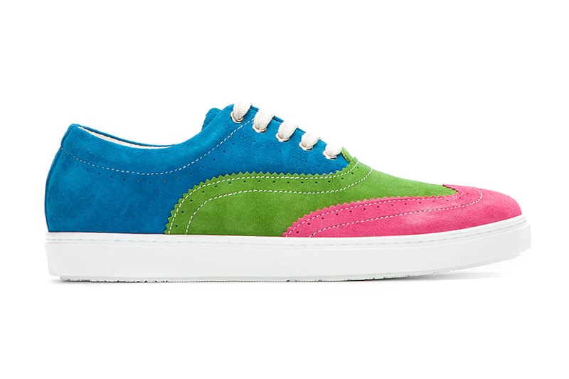 COMME des GARCONS SHIRT Pink Colorblocked Suede Wingtip Brogue 
