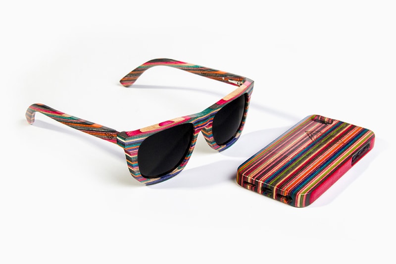 Diamond Supply Co. Brilliantly Crafted 100% Recycled Skateboard Wood Sunglasses & iPhone 5 Case
