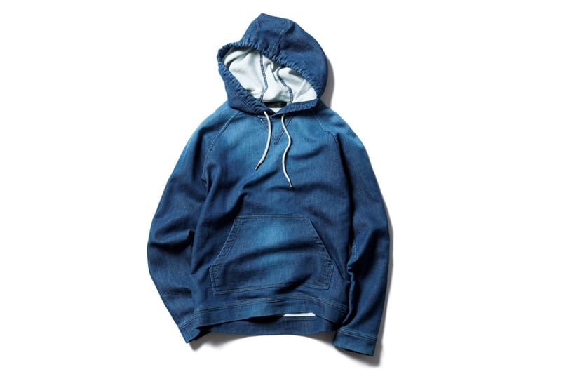 SOPHNET. Indigo Jersey Pull Over Parka (Damaged)