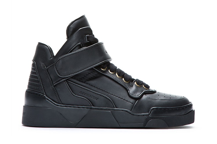 Givenchy Black Leather Velcro-Strap Mid-Top Sneakers