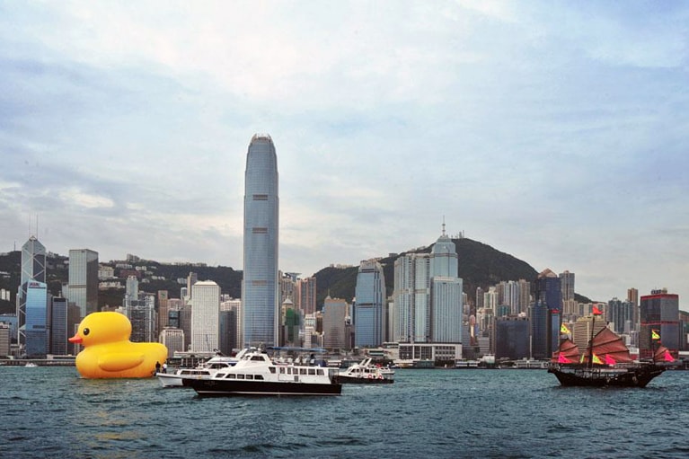 Florentijn Hofman's Giant Inflatable 'Rubber Duck' Floats to Hong Kong