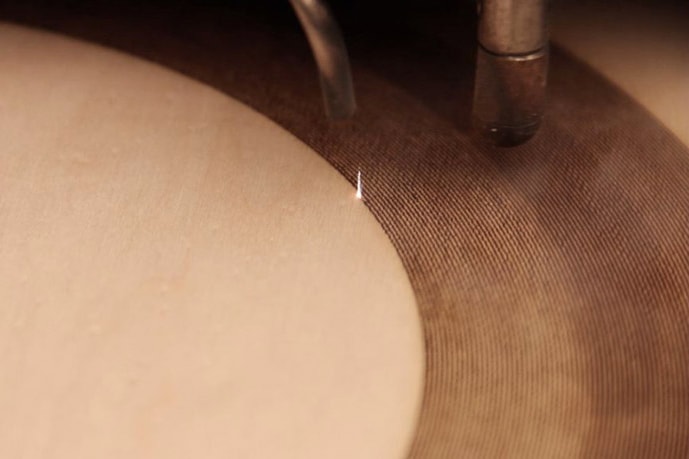Laser-Cut Wooden Records by Amanda Ghassaei