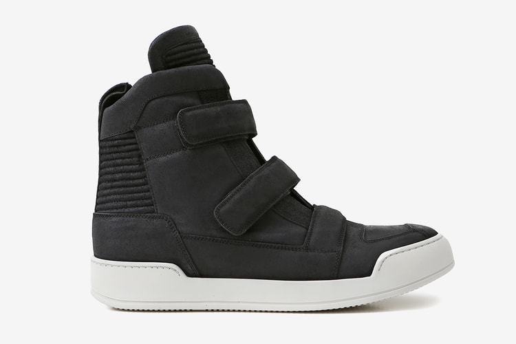 Balmain Black Velcro Tabs Leather High-Top Sneaker