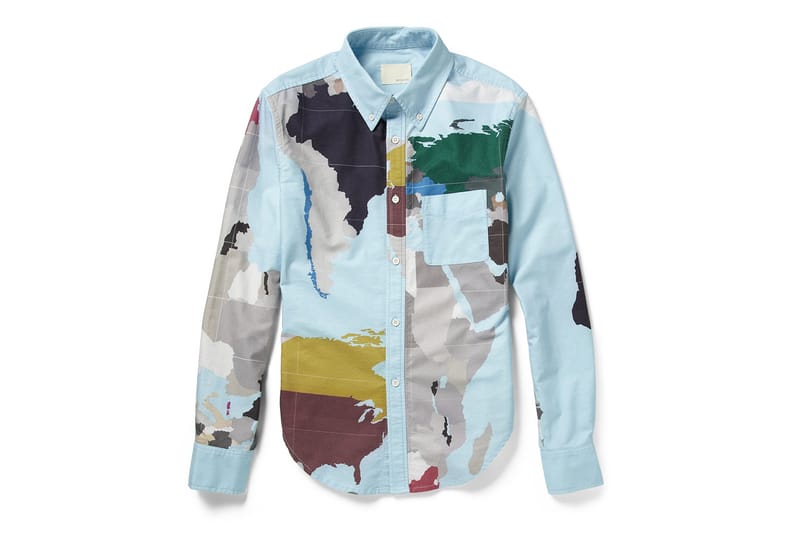Band of Outsiders "Map Print" Cotton Shirt