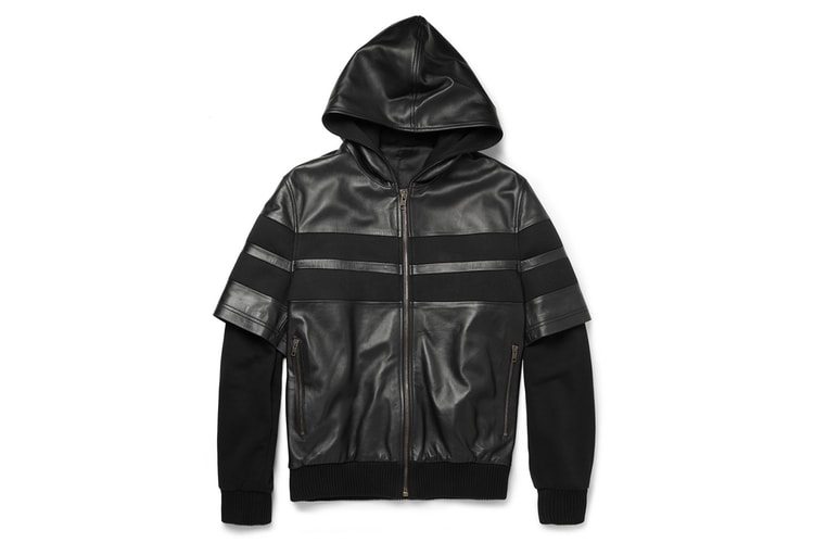 Givenchy 2013 Fall/Winter Double-Sleeved Leather-Stripe Cotton Bomber Jacket