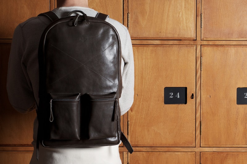 hard graft Old School Leather Rucksack/Backpack Smoke