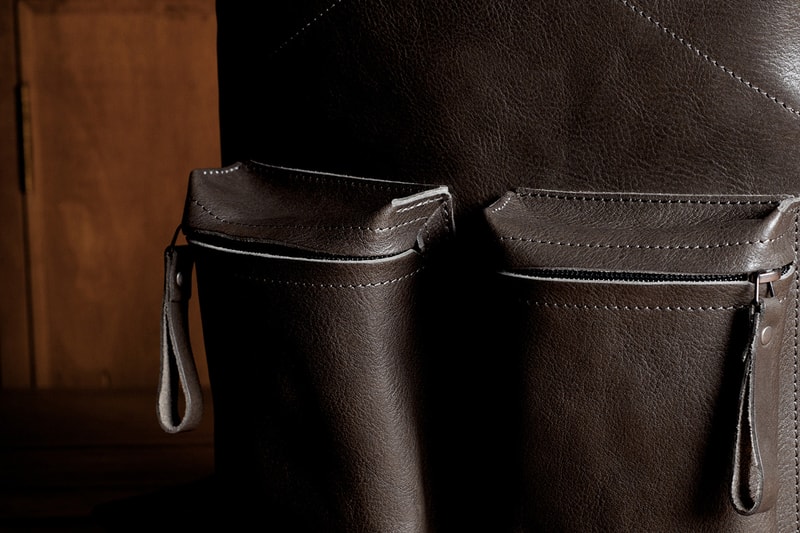 hard graft Old School Leather Rucksack/Backpack Smoke