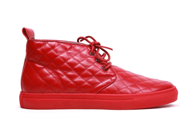 Del Toro Red Quilted Nappa Leather Alto Chukka Sneaker
