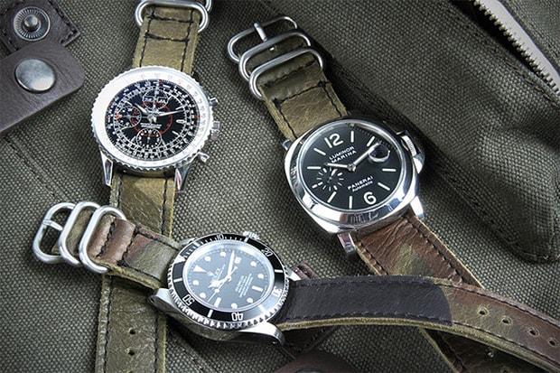 Logan Zane x Crown & Buckle Green Camouflage Leather Nato Straps