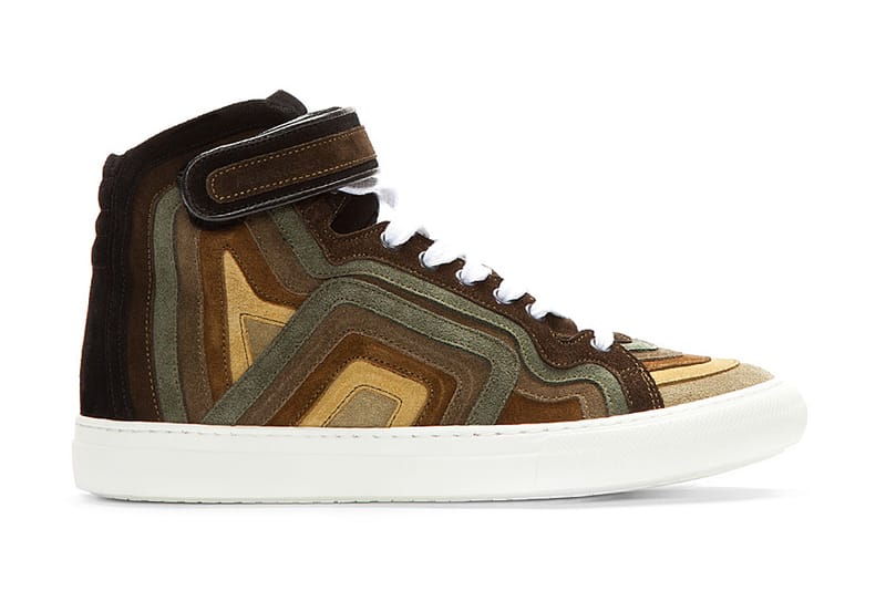 Pierre Hardy 2013 Spring/Summer Khaki Rainbow Banded Suede High-Top 