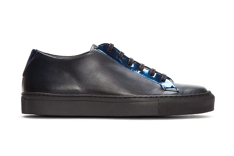 Raf Simons Black Leather Reflective Silver Low-Tops 